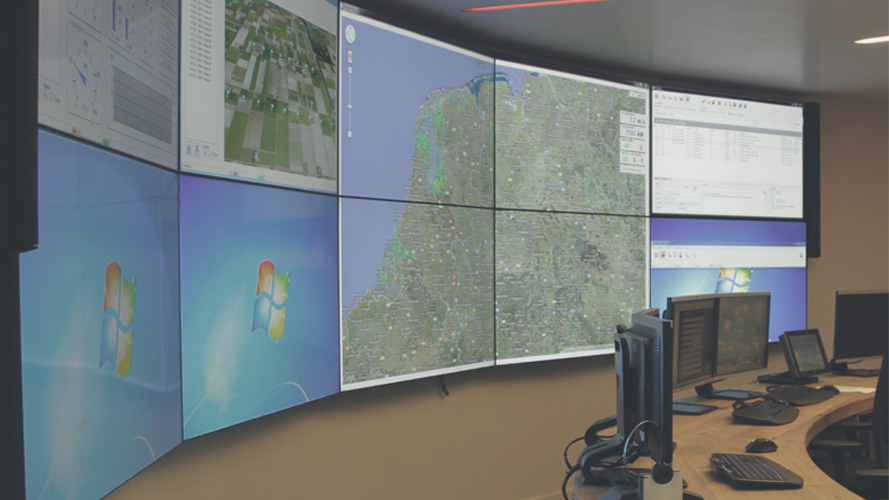 Image of the alarm center running on multiple screens